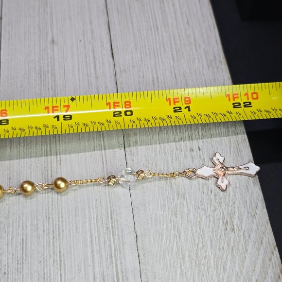 Handcrafted Elegant and Regal Gold and White Rosary Christmas Gift - Picture 10 of 10